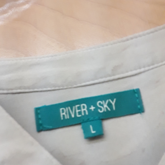 River Sky Grey high low boho tie dye ombre laagenlook tunic top L - Picture 6 of 11